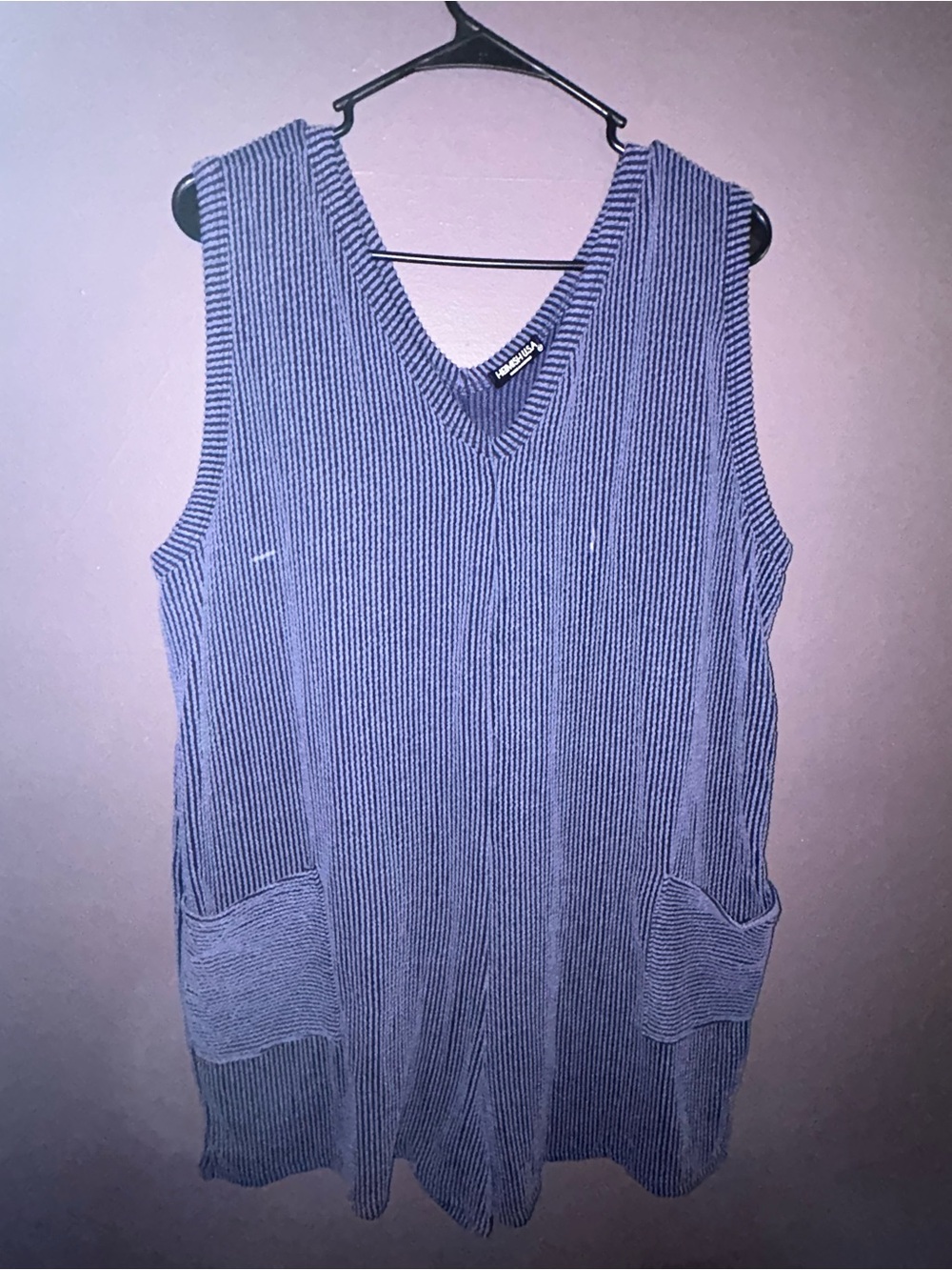 HEIMISH USA Sleeveless V-Neck Ribbed Tunic in Blue
